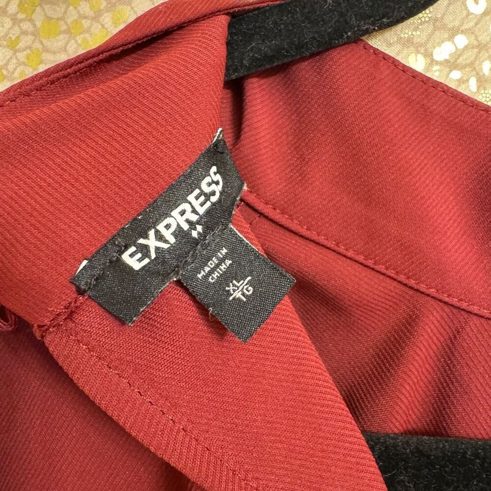 Express Burgundy Red Long Sleeve Mock Neck Mini Casual Dress XL - Picture 7 of 8